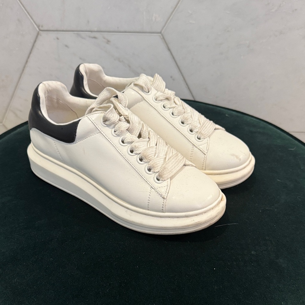 Steve Madden White and Black Sneakers